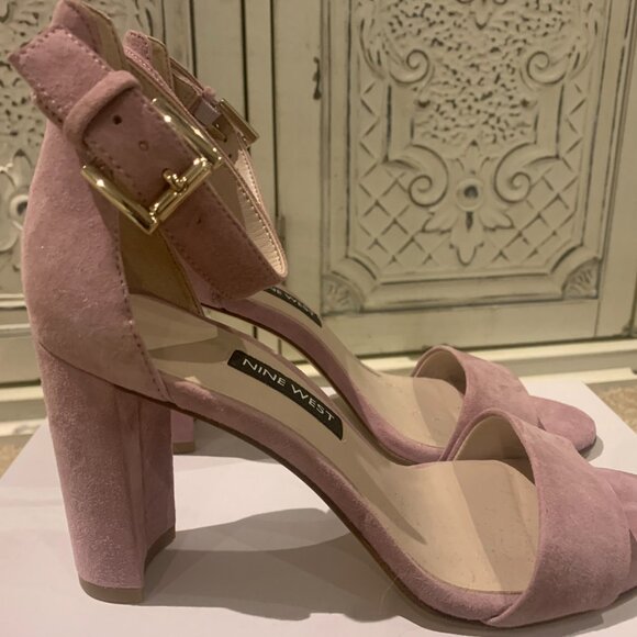 NWOT Nine West Suede Lavendar Sandals - Block / Chunky Heel Ankle Strap sz 5.5 - Picture 9 of 11